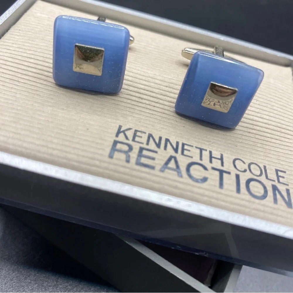 Kenneth Cole Reaction Blue & Silver Cuff Links